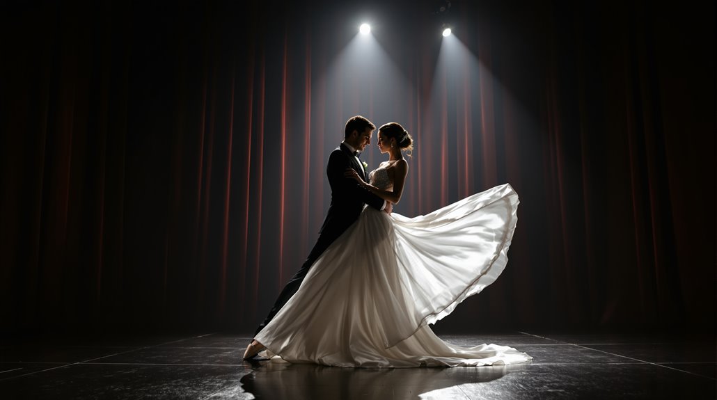 elegant bridal and groom attire