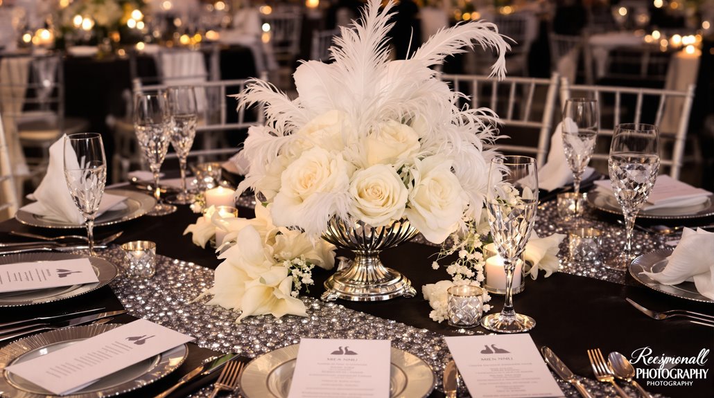 lakeside reception with swan themed delights